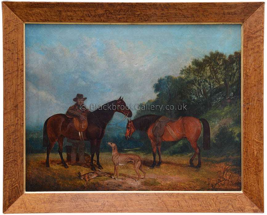 Portrait of William Crowther with his sporting ponies & greyhounds by richard Whitford