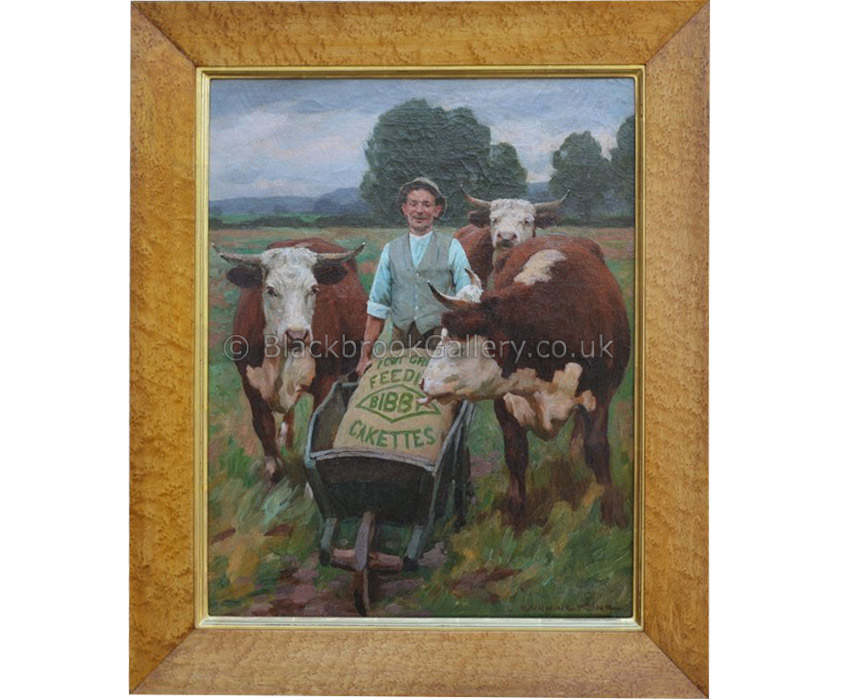 Feeding the herefords by william gunning king antique animal portrait