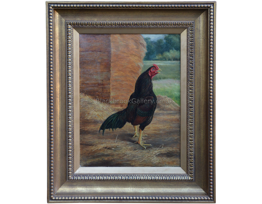 Game Cock By H Atkinson, Antique Animal Painting