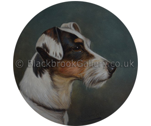 Head study of a terrier by John Alfred Wheeler naive animal paintings