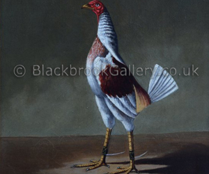 Old English Game Cock by Hilton C. Pratt naive animal paintings