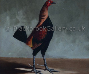 Old English Game Cock by Hilton C. Pratt naive animal paintings
