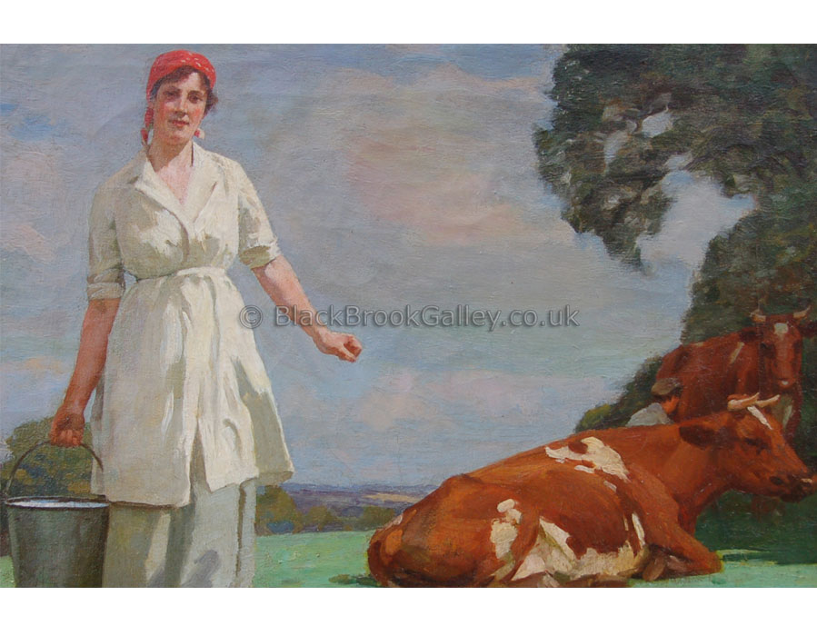 Dairymaid by William Gunning King antique animal paintings
