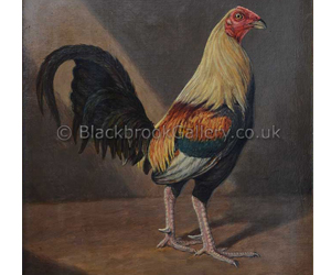 'Old English Game'- Duck Wing Cock by Herbert Atkinson Naive animal paintings