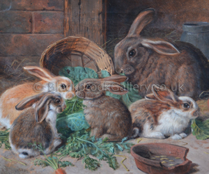Rabbit Family by Alfred Richardson Baber naive animal paintings
