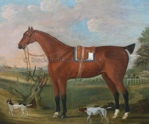 Gentlemans hunter with a couple of pointers by Francis Sartorius naive animal paintings