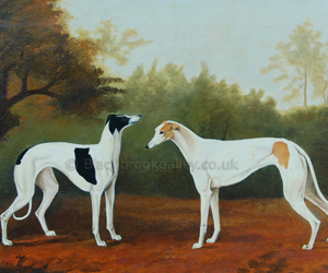 Greyhounds by John Christopher Bell naive animal paintings