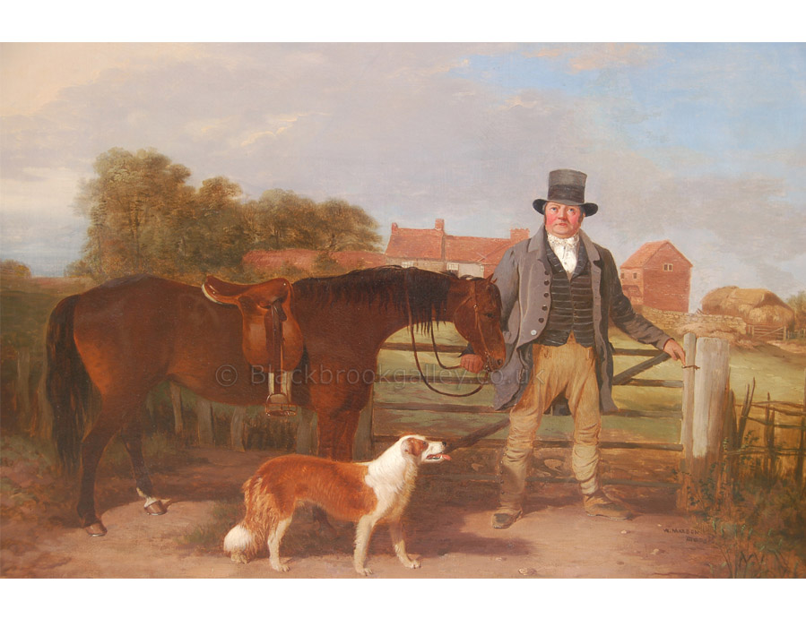 Samuel Flower with his dog Ruler and his pony Fanny by William Malbon antique animal paintings