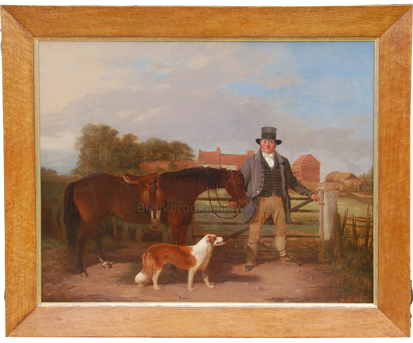 Samuel Flower with his dog Ruler and his pony Fanny by William Malbon antique animal portrait