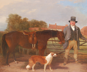 Samuel Flower with his dog Ruler and his pony Fanny by William Malbon naive animal paintings