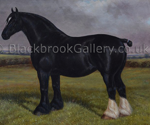 Black shire by Albert Clark naive animal paintings