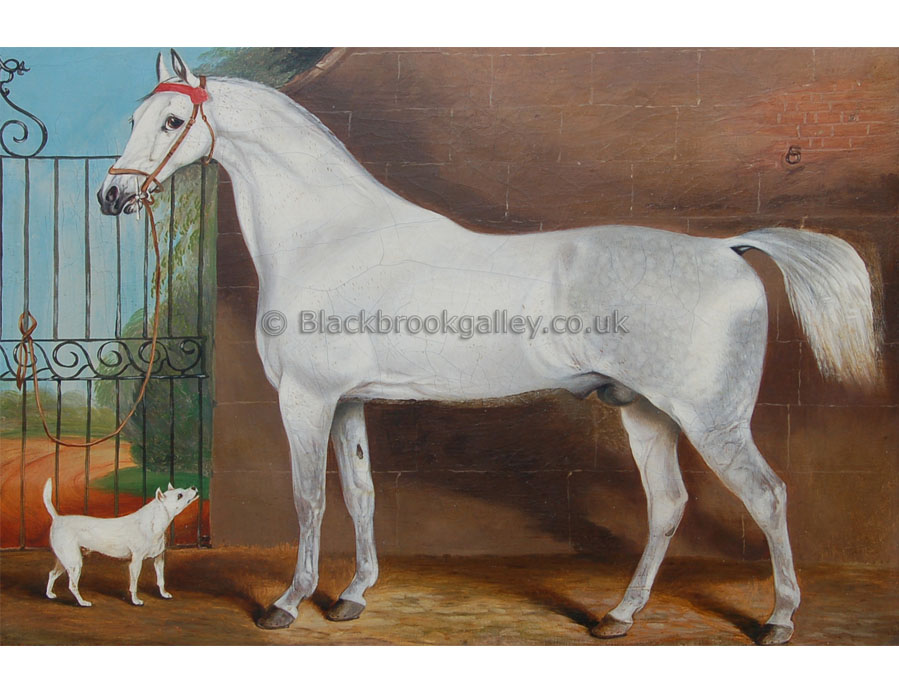 Grey horse with companion by John Vine antique animal paintings