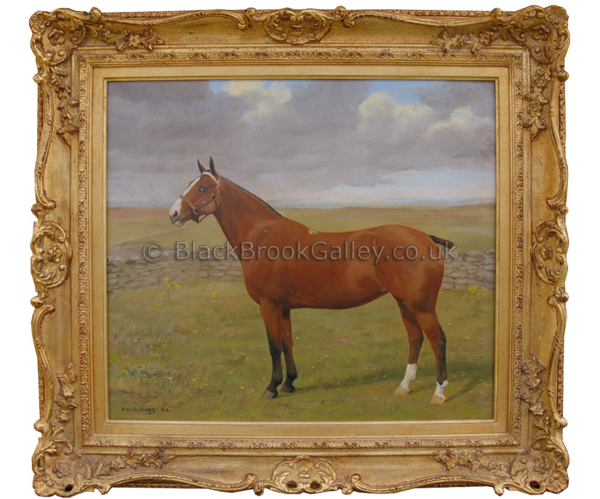 Bay horse by Mabel Hollams antique animal portrait