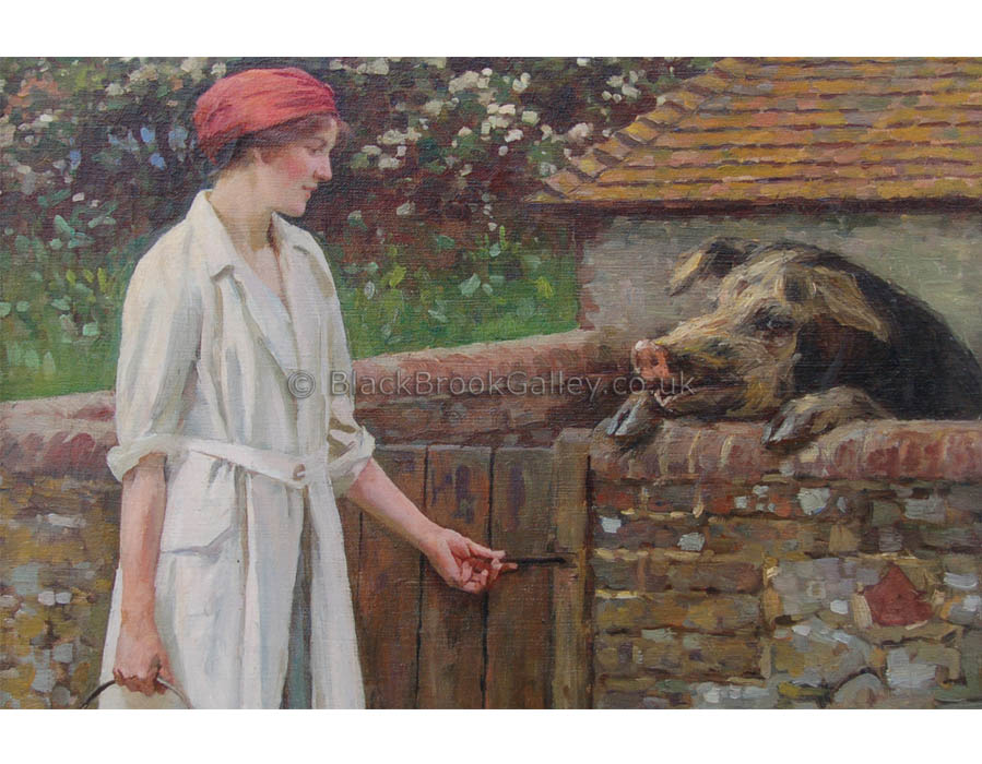 Feeding the hog by William Gunning King antique animal paintings