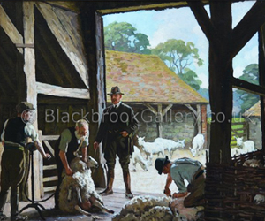 Shearing the sheep by William Gunning King naive animal paintings