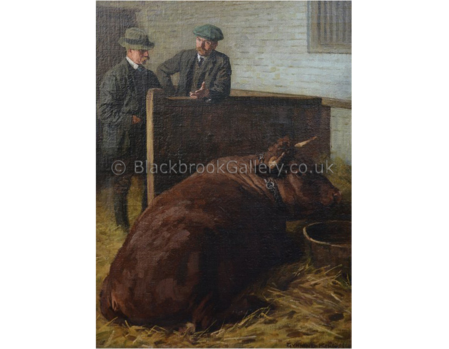 Admiring the steer by William Gunning King antique animal paintings