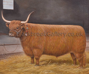 Champion highland steer by William Albert Clark naive animal paintings