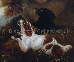 Spaniels in a wood naive animal paintings