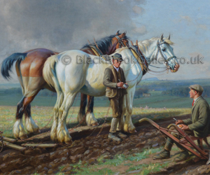 Ploughing team taking a midday rest. Ploughing team taking a midday rest.