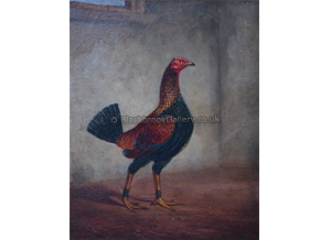 Pair Of Game Cocks, Naive Animal Painting, By Hilton Pratt