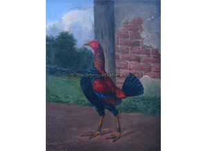 Pair Of Game Cocks, Naive Animal Painting