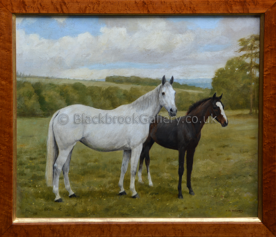 Mare with her foal framed