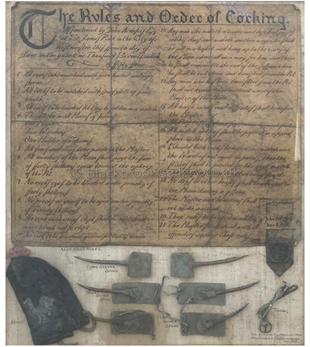 Ardesois's hand written rules and order of cocking dated 1754 main
