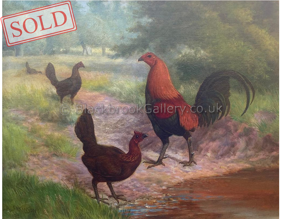 Brown red old English game quartet sold
